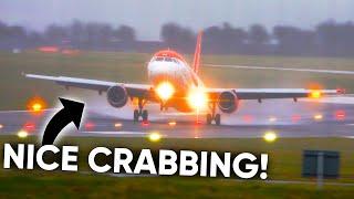 LANDINGS at Bristol Airport on 3 WINDY DAYS in February 2022 - Pilot Crabbing Skills! (4K)