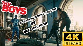 A-Train Starlight and Butcher vs The Deep and Black Noir - The Boys Season 4 Episode 7