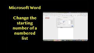 Microsoft Word: Starting number bullets with a different number.