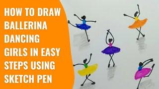 Draw Ballerina Dancing girls in Easy Steps. Dancing girls. @createwithjayti654K #drawing