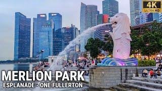 Lively Scenes At MERLION PARK - ESPLANADE - ONE FULLERTON  | Walking Tour [4K] Singapore - June 2022