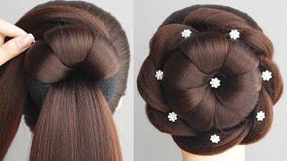 Latest Hairstyles For Women In Wedding | Easy Bun Hairstyle Step By Step | Party Hairstyle