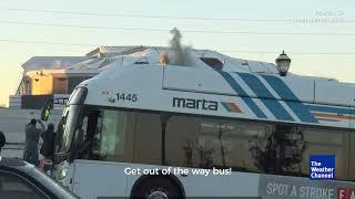 Bus Photobombs The Weather Channel's Stream of Georgia Dome Implosion