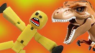 Стикбот, стена и динозавр! Мультики с игрушками для детей