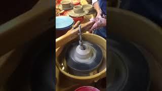 Centering platter demo with the strong arm pottery tool