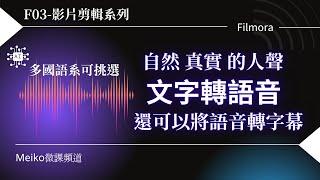 F03 | 很自然、真實的人聲，文字轉語音工具，還可以將語音轉字幕 | 全方位AI創作工具