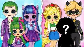 MLP Twilight Sparkle, Rainbow Dash & Friends, Sonic, Chat Noir Couple Switch Up  / DIYs Paper Dolls