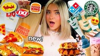 Eating ALL Of The NEWEST FAST FOOD Releases For 24 HOURS!!