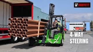 MOFFETT E5 NX   THE WORLD'S FIRST ELECTRIC MOVING MAST TRUCK MOUNTED FORKLIFT!