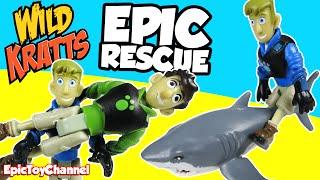 WILD KRATTS Toys Chris Saves Martin in EPIC Rescue Shark Wild Kratt Creature Power Epic Toy Channel