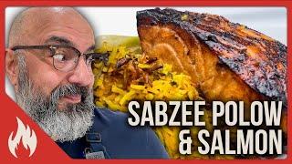 Sabzee Polow and Salmon (Persian New Year Dish) - سبزی پلو اصیل ایرانی با ماهی سَلمون به سبک شرق دور