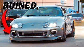 1400HP MK4 Supra DESTROYS Front Splitter | Leaving Car Meet