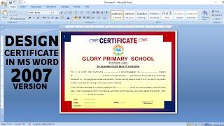 How to Make Certificate Design in Microsoft Office Word 2007