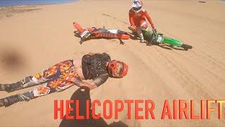 SCARY DIRT BIKE CRASH IN GLAMIS Ends in Helicopter Airlift & BROKEN BACK! Knocked Out For 45 Minutes