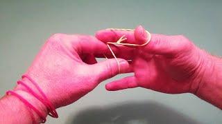 Узелок бегает и прыгает по резинке фокус магия Lace up running jumping around elastic band trick