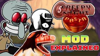 Creepy Night Pasta Mod Explained in fnf ( Red Mist, TMK, Smile Dog)