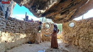 Construction of a nomadic hut in the mountains