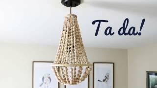 DIY Chandelier Made With Wood Beads