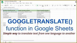 GOOGLETRANSLATE() function in Google Sheets - translate text from one language to another easily