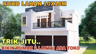 Bikin rumah minimalis 2 lantai+Toko lahan 10x10m cantik banget//Ruko 2 lantai 10x10m