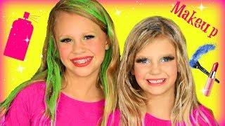 Silly Colorful Hair and Makeup Challenge Tutorial