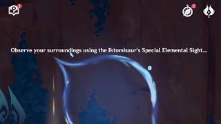 Observe your surroundings using Iktomisaur's special Elemental Sight... Genshin Impact Natlan map