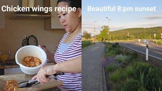 Making chicken wings and sharing you my recipe||Drainage system in Germany ||Afternoon walk ‍‍