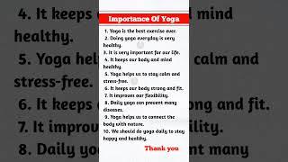 10 Lines on Importance of Yoga | Essay On Yoga | Importance of Yoga Essay in English | #shorts