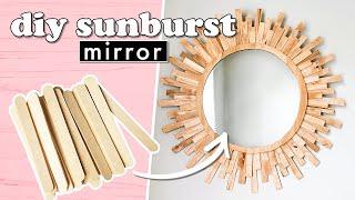 DIY WOOD SUNBURST MIRROR (using popsicle sticks!) || Actually Alli