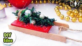 DIY ПОДАРОК НА НОВЫЙ ГОД   МИНИ САНКИ  БЮДЖЕТНЫЙ DIY