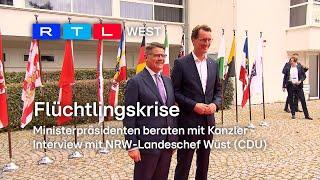 Versorgung von Flüchtlingen: Beratungen in Frankfurt – Interview mit Wüst | RTL WEST, 12.10.2023