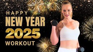 HAPPY NEW YEAR WORKOUT 2025 // No Repeat, Weights + NO JUMPING Cardio