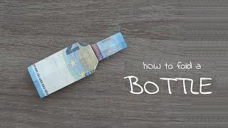 How to fold a BOTTLE , money folding bottle with Euro, origami out of Euro bills tutorial fast