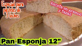 PAN ESPONJA 12" MEDIDAS EN GRAMOS Y TAZAS+PASO A PASO+TIPS+VÍDEO BIEN EXPLICADO