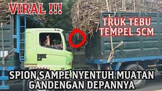 Viral!!! Tempel 5CM Truk Gandengan Muat Tebu di Jalur Lahor Karangakates