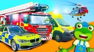 Emergency Vehicles! Gecko's Real Vehicles | Fire Truck Police Car and More | Learning For Kids