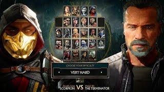 Mortal Kombat 11 Terminator T-800 Vs Scorpion Gameplay Very Hard Difficulty MK11