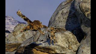 Creatures animation 3D. Leopard with cub.