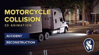 Motorcycle v. Semi-Truck Accident Night - MotionLit 3D Animation