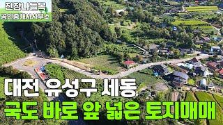 대전 유성구 세동 토지 매매 | 국도 바로 진입 가능하고 도로에 넓게 접해있는 토지(매매가: 3억 8,200만원)