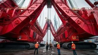 How To Assemble The Largest Crane. Extreme Dangerous Oversized Heavy Transportation