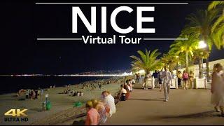 Nice, France walking around the Beach at night  | French Riviera 2021 (4k 60fps)