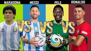Comparison: Diego Maradona Versus Lionel Messi Versus Pele Versus Cristiano Ronaldo.