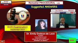 PROCEDURAL BAR 2023 REMEDIAL LAW - SUGGESTED ANSWERS - Dean Joe-Santos Balagtas Bisquera