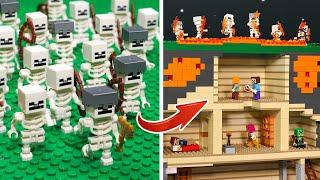 24 Hours Building & Survival with Creeper - Skeleton || LEGO Minecraft Animation