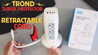 Unbox & Organize! Trond Surge Protector Tower: 12 Outlets, USB Ports & Retractable Cord