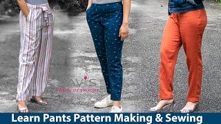Women's Pants pattern making & sewing step by step - Pants foundation, Cigarette & Palazzo - TRAILER