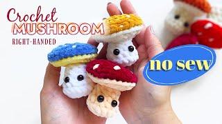 BEGINNER FRIENDLY - NO SEW CROCHET POCKET MUSHROOM TUTORIAL - Right-Handed