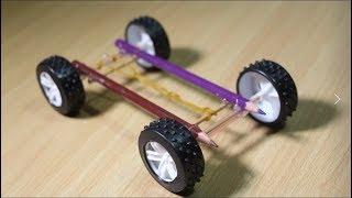 How to make a Rubber Band powered Car with pencil