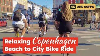 Chilled Beach to City Virtual Bike Ride in Copenhagen  4K